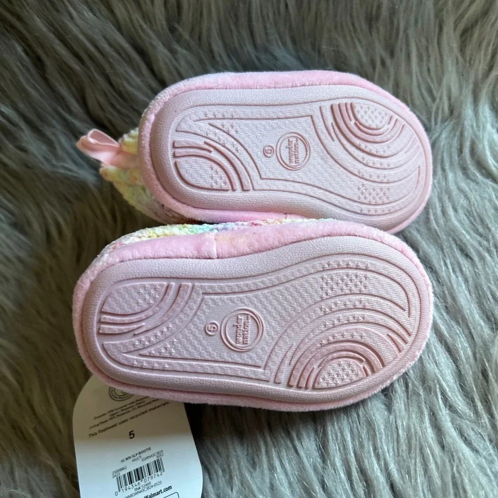 Wonder Nation Rainbow Slippers Girls Size 5 Booties Shoes Slip On Adjustable